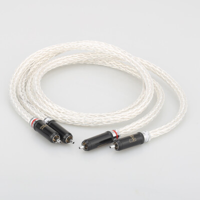 Pair 8Awg 16 Cores 6N OCC Silver Plated RCA HiFi Audio Cable Interconnect Line