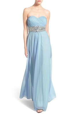 $130 SEQUIN HEARTS NORDSTROM JUNIORS 9 BLUE STRAPLESS JEWELED WAIST FORMAL  GOWN | eBay