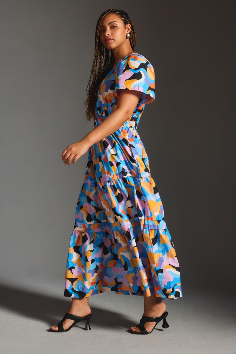 Anthropologie Somerset Tiered Maxi Dress Abstract Shape