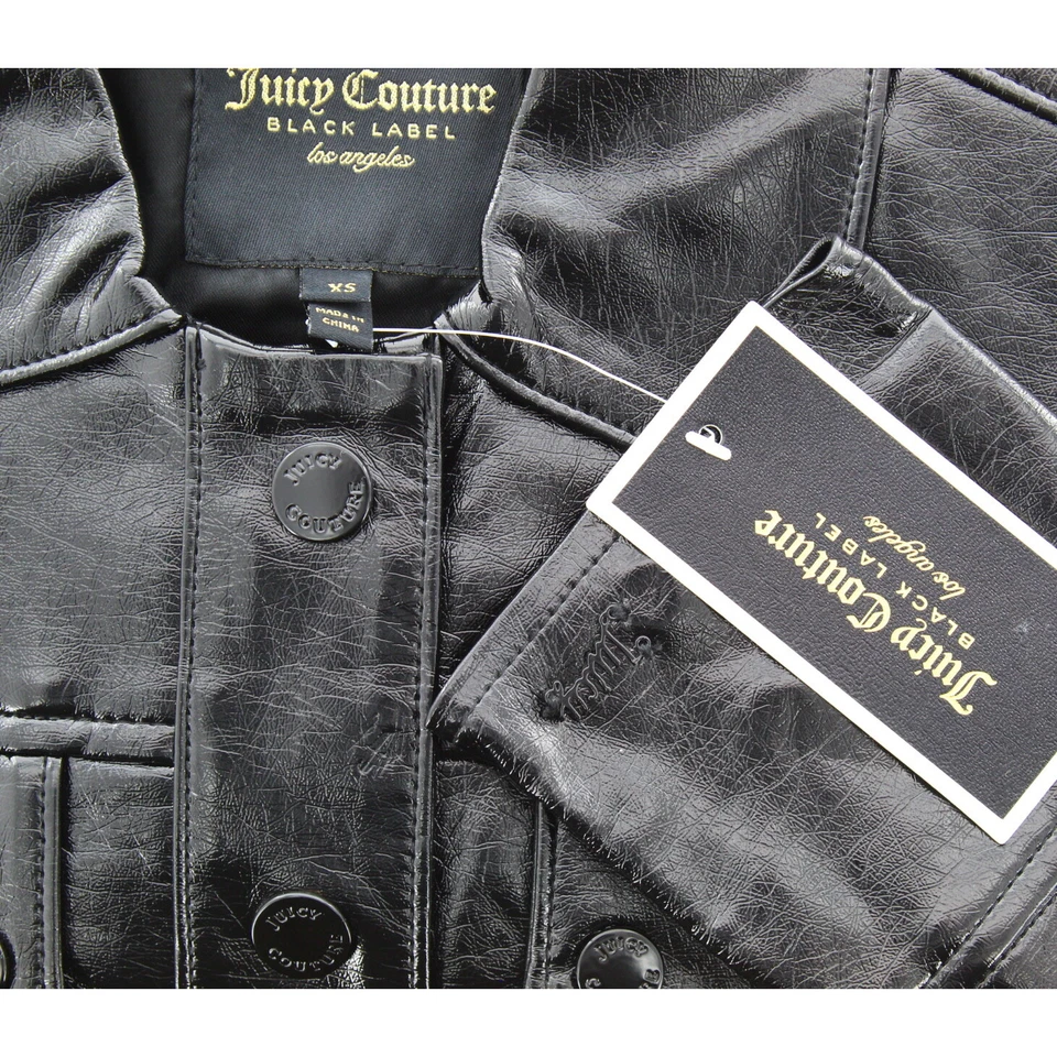 Chaqueta Juicy Couture, Etiqueta Negra Para Mujer Suave Brillante Recortada Arruga Foto 4 de 4