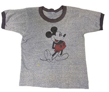 Vintage Children  s T-Shirt Disney Mickey 70s 80s single stitch ringer heather XS