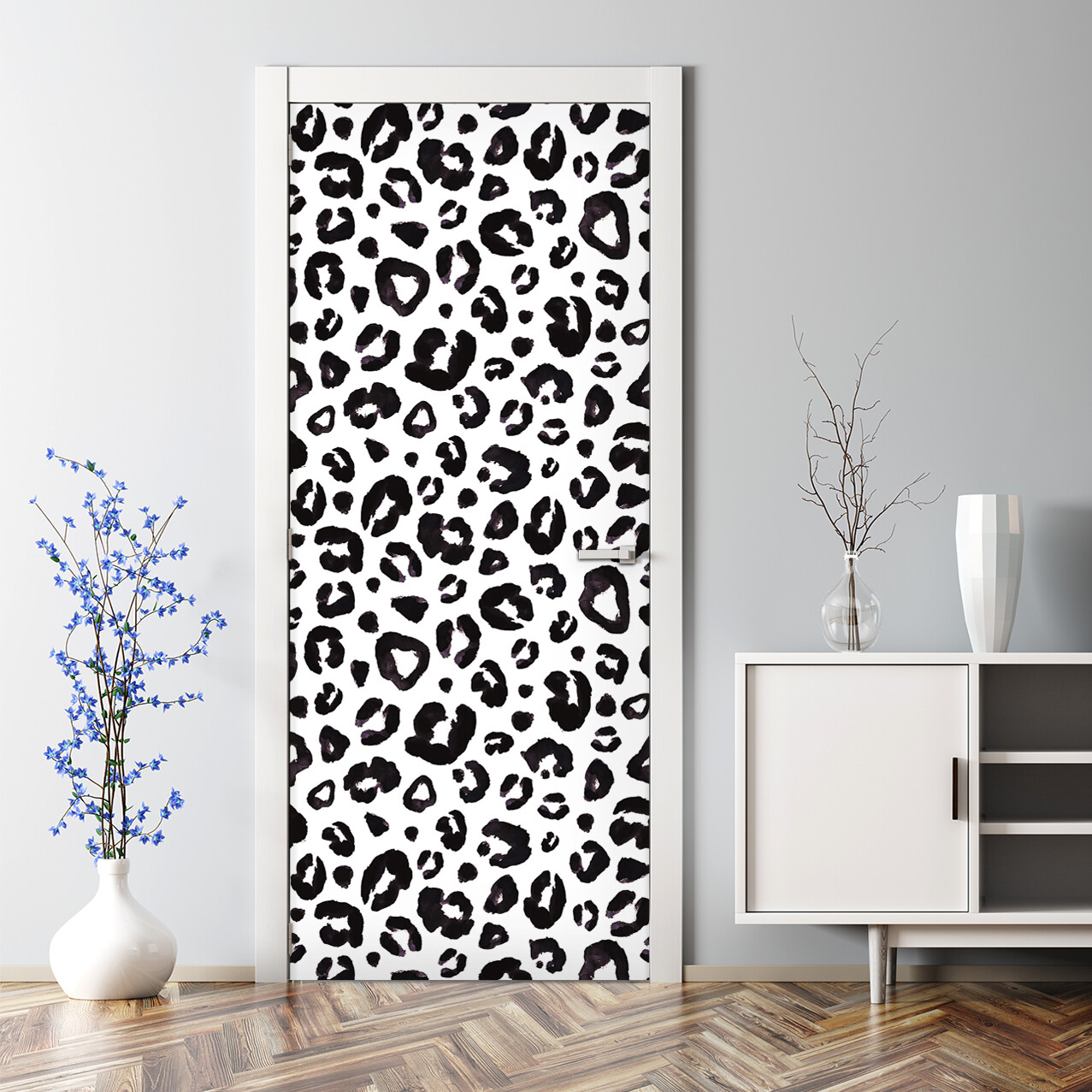 Animal Print Renters Black Animal Print Mural Self Adhesive Door Decal