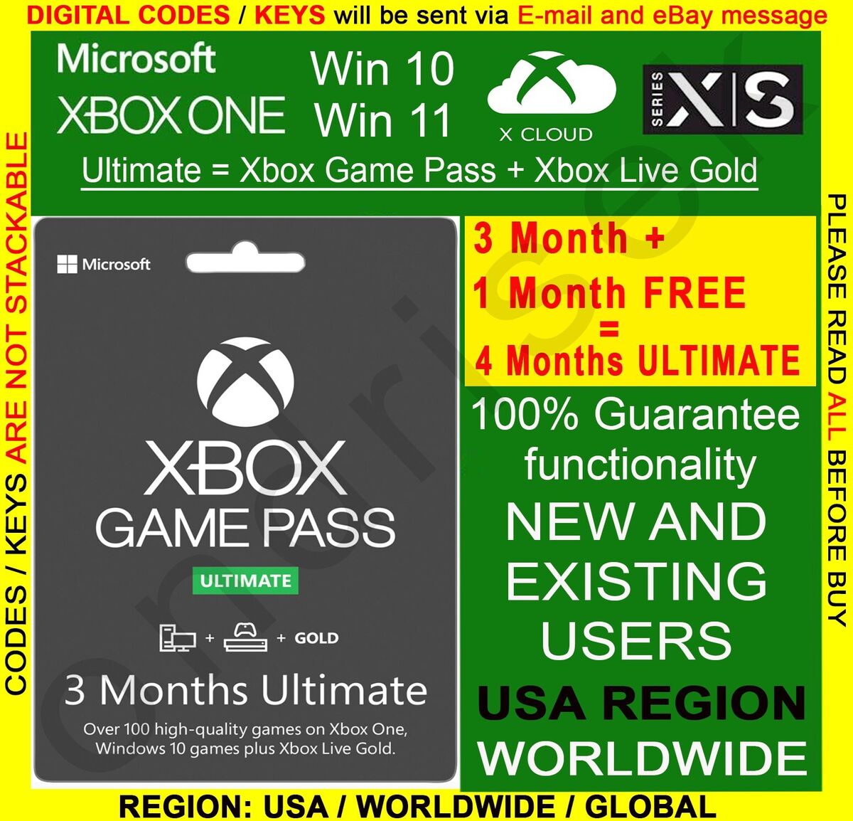 Xbox Game Pass Ultimate – 3 Month Subscription (Xbox One/ Windows 10) Xbox  Live Key GLOBAL