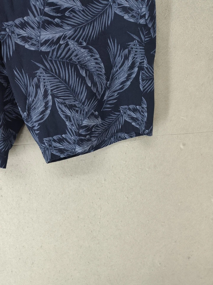 俱乐部房间短裤 Mes 38 蓝叶印花平前休闲夏季棉混纺 — 第 4/4 张图片