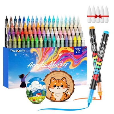 72 Colors Acrylic Paint Markers, Automatic Ink Control Acrylic Paint Marker P...