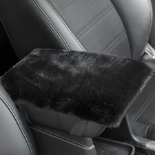 SEG Direct Car Center Console Cover Fluffy Fur Middle Armrest Cover Black S...