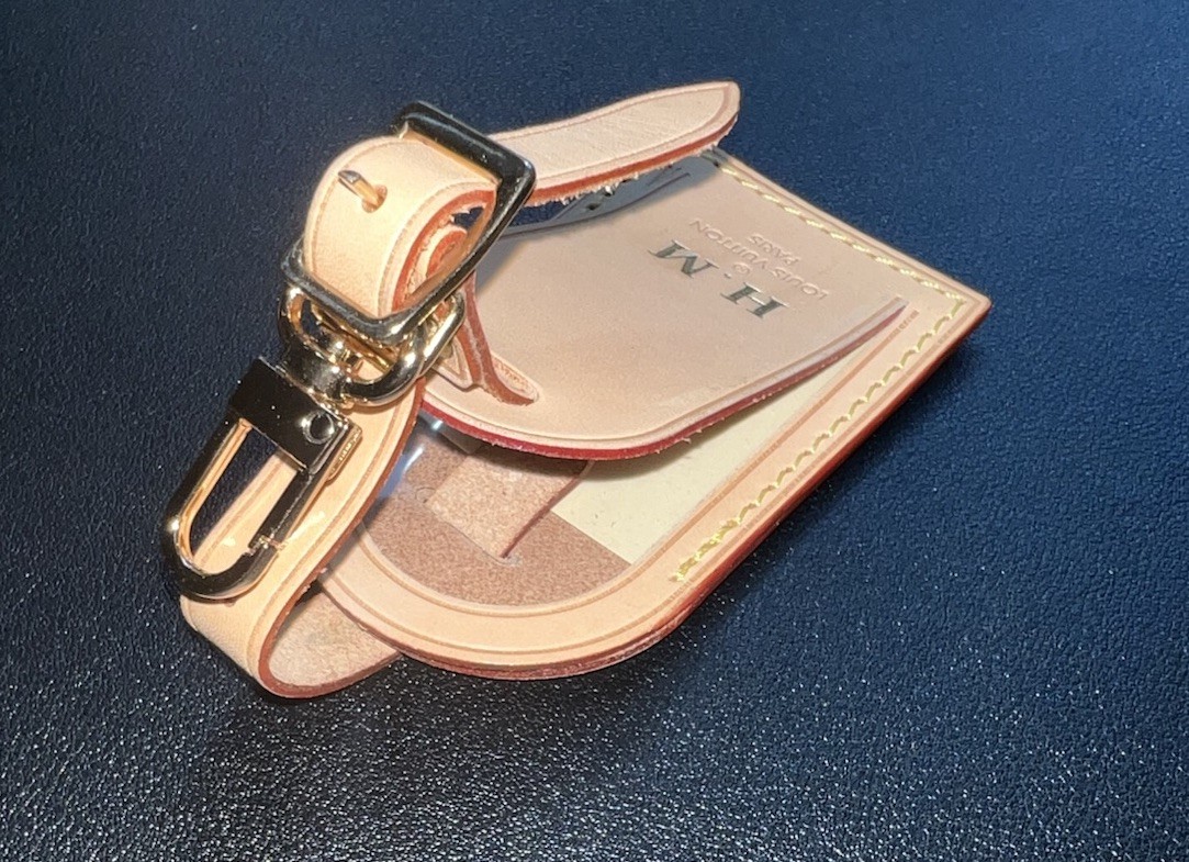Louis Vuitton Leather Name Tag w/ HM Embossed Initials Gold-tone