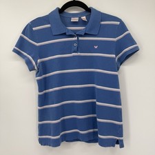 Aeropostale Women's Vintage Wash Blue Striped Polo Classic Sz L Shirt