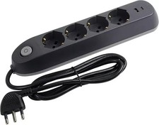 BTicino 3684GBU Ciabatta Multipresa 4 Prese Universali + 2 USB A+C con Interrut.