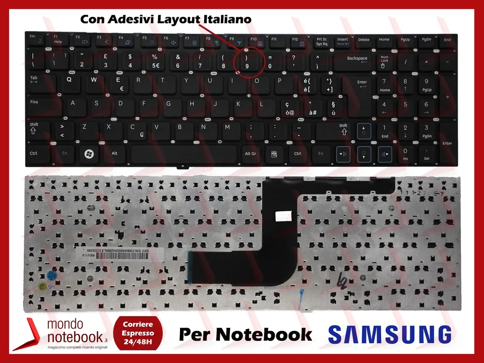 Clavier No-Frame Avec Adhésifs Layout Italien SAMSUNG BA59-02942 CNBA5902942 - Photo 1/1