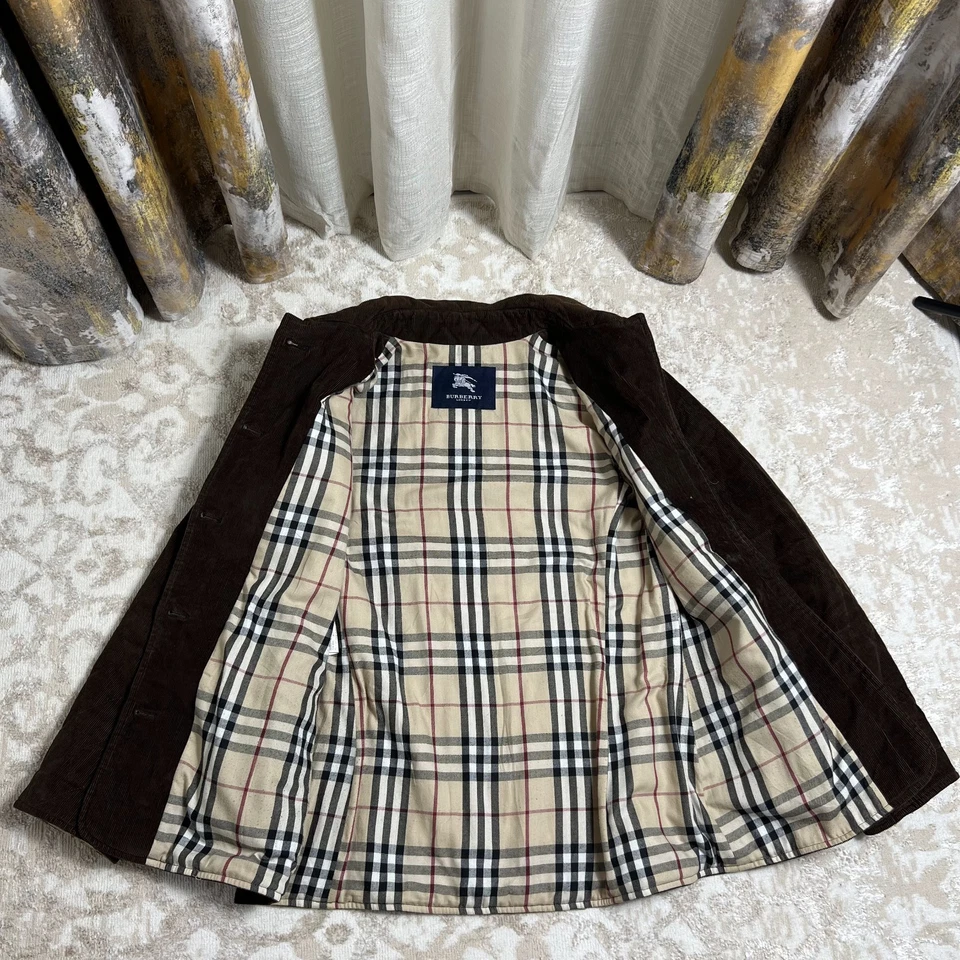 Chaqueta de pana para mujer Burberry London abrigo de invierno a cuadros Nova talla M - marrón Foto 2 de 4