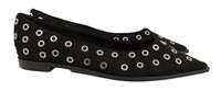 M&S Women's Flat Pumps Shoes Black Studded Pointed Toes Standard Fit Slip On New