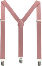 Solid Color Mens Suspender with 3 Strong Clips Adjustable Braces