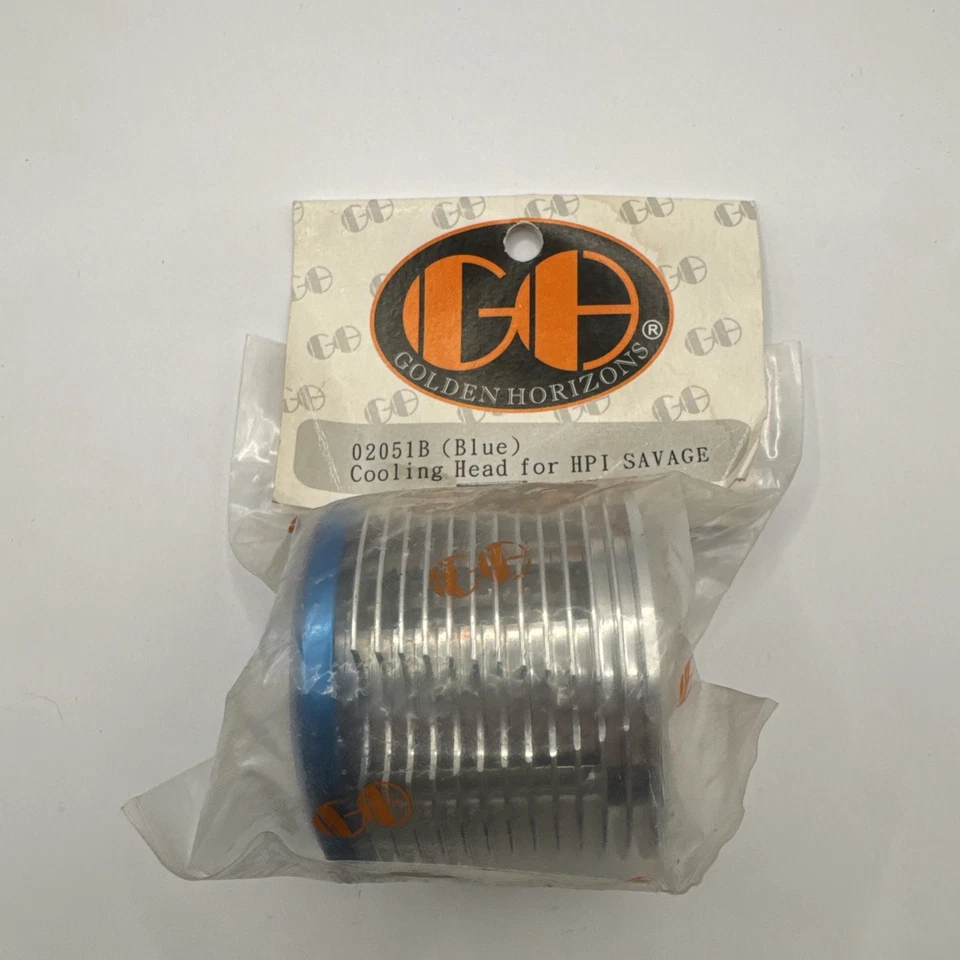 Golden Horizons Aluminum / Blue Cooling Head - HPI Savage 02051B Vintage RC NOS - Image 2 of 4