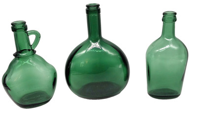 Lot of 3 Vtg Green Wine Bottles- 1-Borges V.N. De Gaia Portugal-1-Portugal-1-vtg