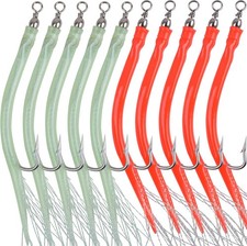 AGOOL Classic Striped Bass Tube Lures Cod Rig 7/0, GREEN/RED - 10pcs