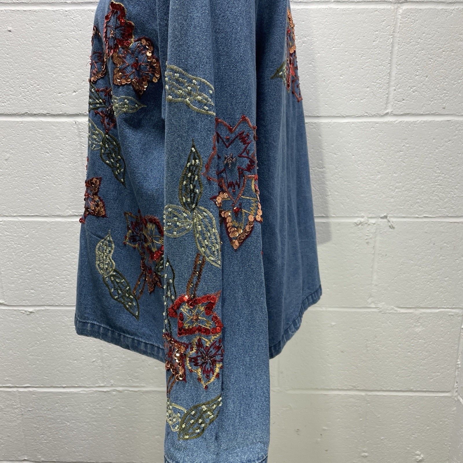 Vtg Tantrums Denim Jacket Sequin Embellished Boho… - image 5