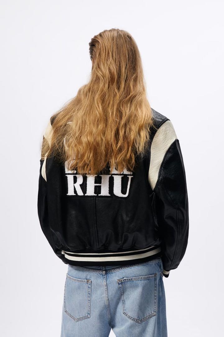 RHU Rhude Rhuigi ZARA LEATHER BOMBER JACKET BLACK L collaboration
