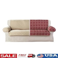3-Piece Reversible Microfiber Sofa Cover Protector Pets Quilted Furniture Shield