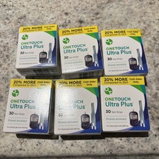 6 Boxes One Touch Ultra Plus Glucose Test Strips 30 Count 180 count Exp. 08/26