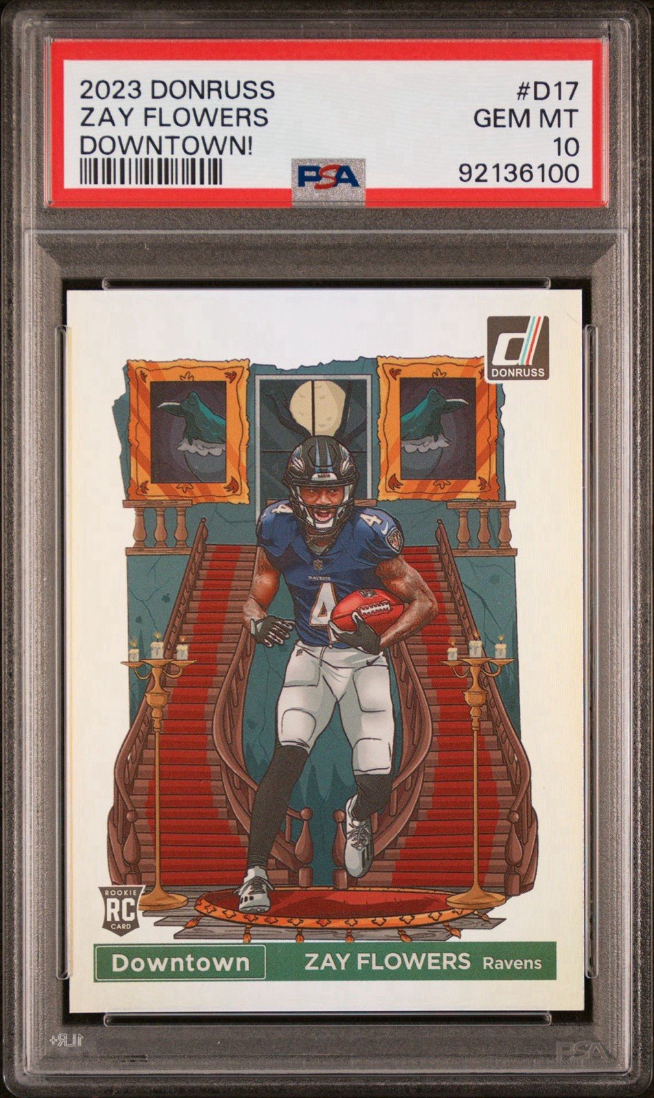 2023 Panini Donruss - Zay Flowers #D-17 Rookie (RC) Downtown! PSA 10