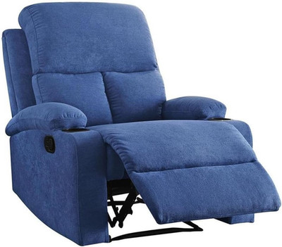Rosia Fabric Upholstered Motion Recliner with Pillow Top Armrest in Blue
