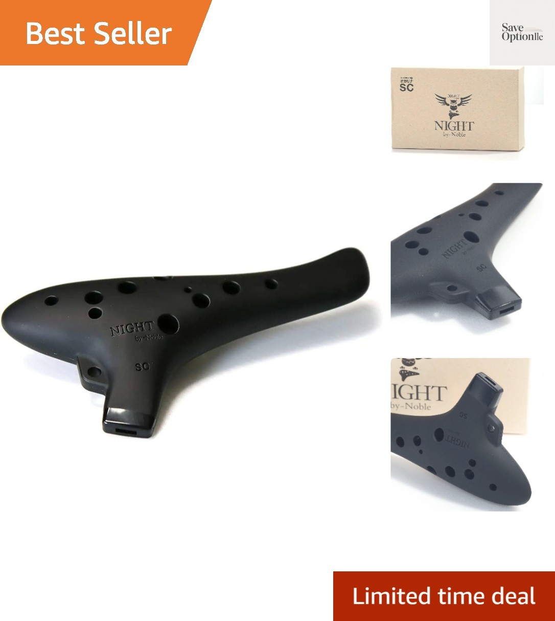 Night by Noble SC Soprano C Plastic Ocarina Black Beginner Instrument - US