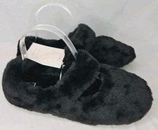 Lauren Conrad Black Faux Fur Bootie Slippers, Size 7/8