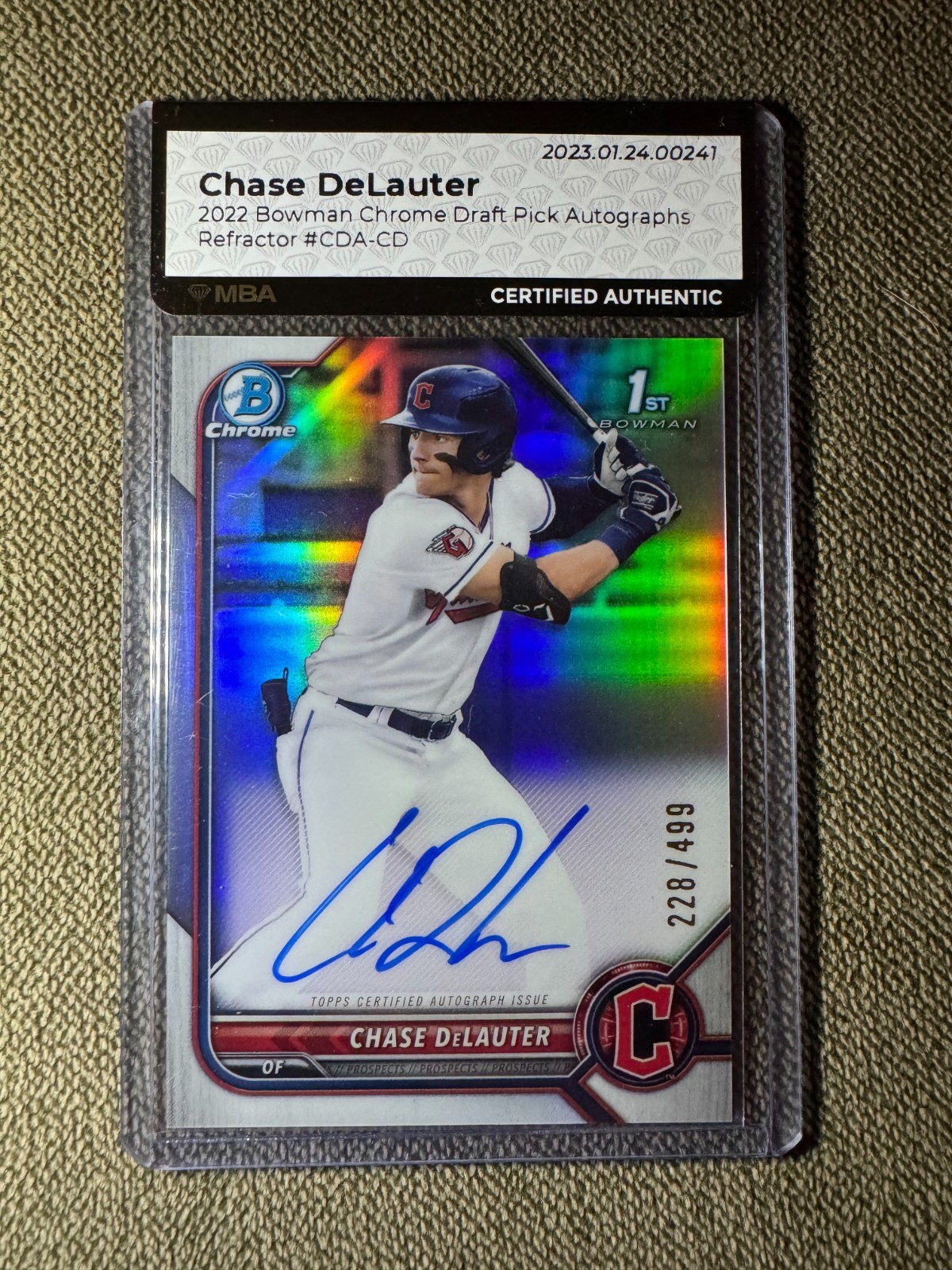 2022 Bowman Chrome Draft Chase DeLauter Refractor /499 Auto #CDA-CD