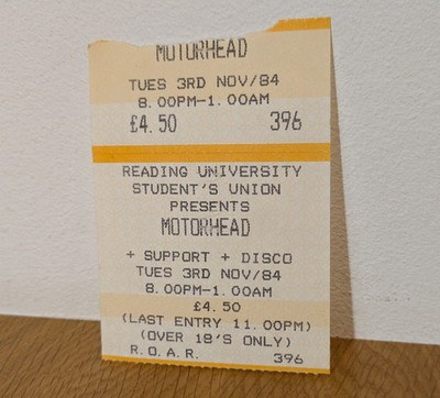 Ticket 1984-11-03 - Motorhead + Persian Risk @ Reading University Student Union