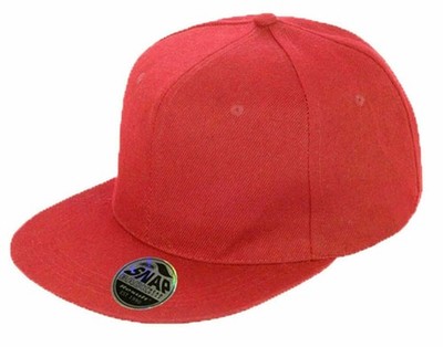 Baseballmütze rot Flat Peak Snapback Cap 6 Panel verstellbar