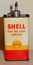 Old Lead Top SHELL Soap Box Derby 4 Oz Handy Oil Can Vintage Household Oiler Tin