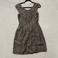 Alice & Olivia Dress Womens XS Brown Linen Y2K Scoop Neck Preppy Minimalist