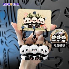 Magnetic panda keychain cute cartoon doll pendant
