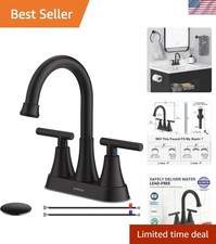 Elegant Matte Black Bathroom Faucet - 4in Centerset with Pop-Up Drain