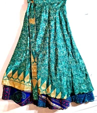 Incredible-art Vintage Silk Sari Magic Wrap Skirt Reversible Double Layer skirt,