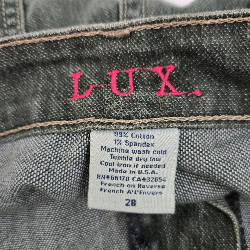 Pantalones de mezclilla LUX French on Reverse French A L Envers para mujer 28x33 verde gris recto Foto 3 de 4