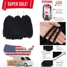 100% Kanekalon 8-Inch Spring Twist Crochet Hair - Lightweight and Easy Install