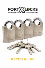  HEAVY DUTY PROTECTED SHACKLE CONTAINER SHED PADLOCK 60MM * KEYED ALIKE * X 4