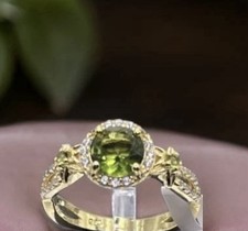 Gorgeous Ring, 18 K Gold 925 Sterling Silver, In Peridot 