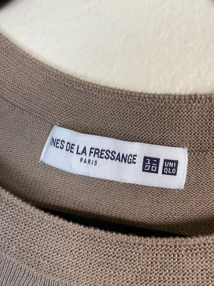 Suéter Ines De La Fressange Uniqlo Mujer Rayas Medianas Beige Lana Tejido Cápsula Foto 3 de 4