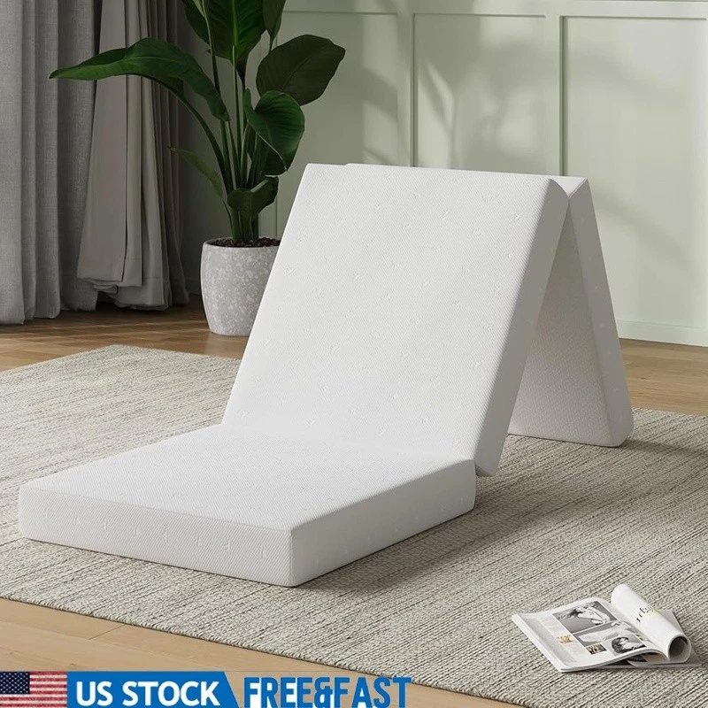 Portable Tri-Fold Mattress Memory Foam Foldable Cushion Guest Bed Travel Sofa US