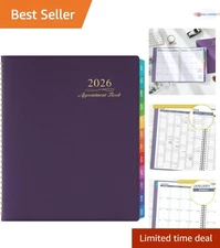 2026 Appointment Book Faux Leather Weekly Planner 8.5x11 Daily Hourly Tabs Pu...