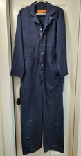 UTILITY Durable Press Made in USA Navy Coveralls Pockets Zip/Snap Closure 44 Reg