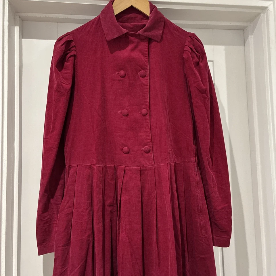 Laura Ashley Dress Needlecord Vintage Red Size 8-10 Uk Made Great Britain  - Image 4 of 4