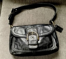 Vintage COACH SOHO Black Leather Shoulder Bag W/ Silver Buckle LO872-F13105
