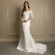Appliques Mermaid Wedding Dress Sweep Train Sweetheart Strapless Bride Gowns
