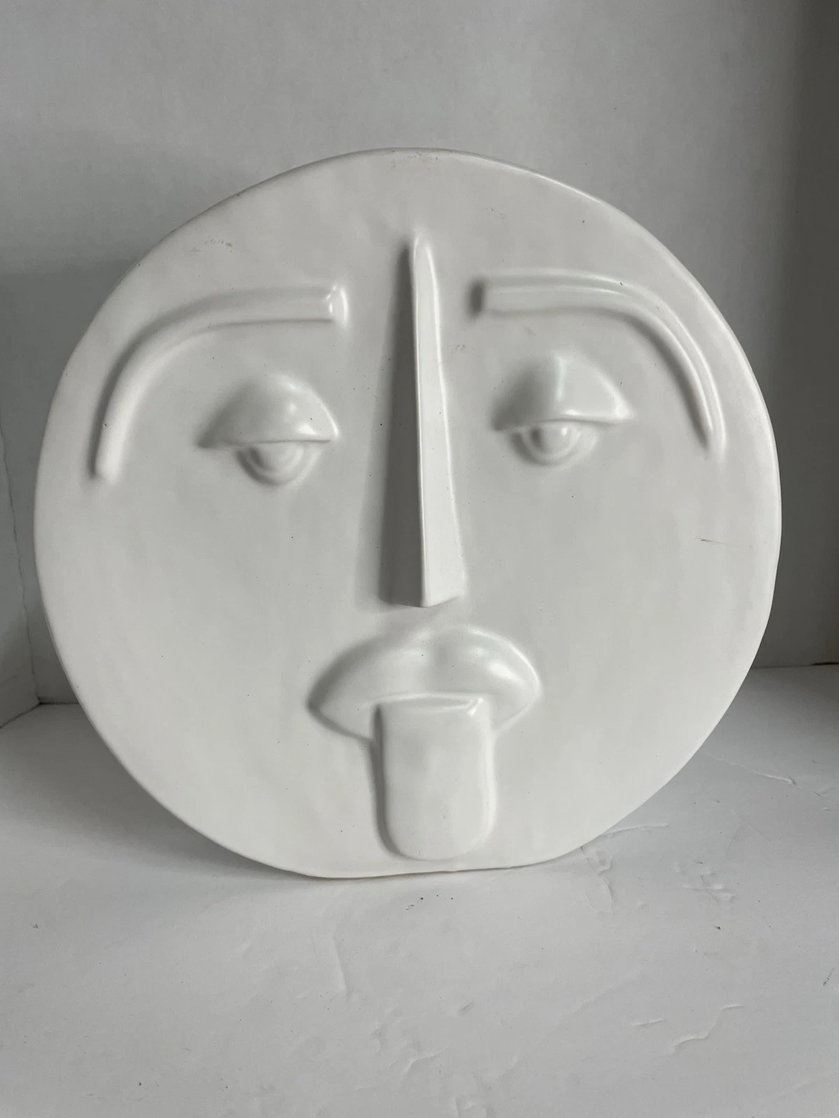 Sagebrook Home Vase Cerami Sad c Face Contemporary White Circle Home Office