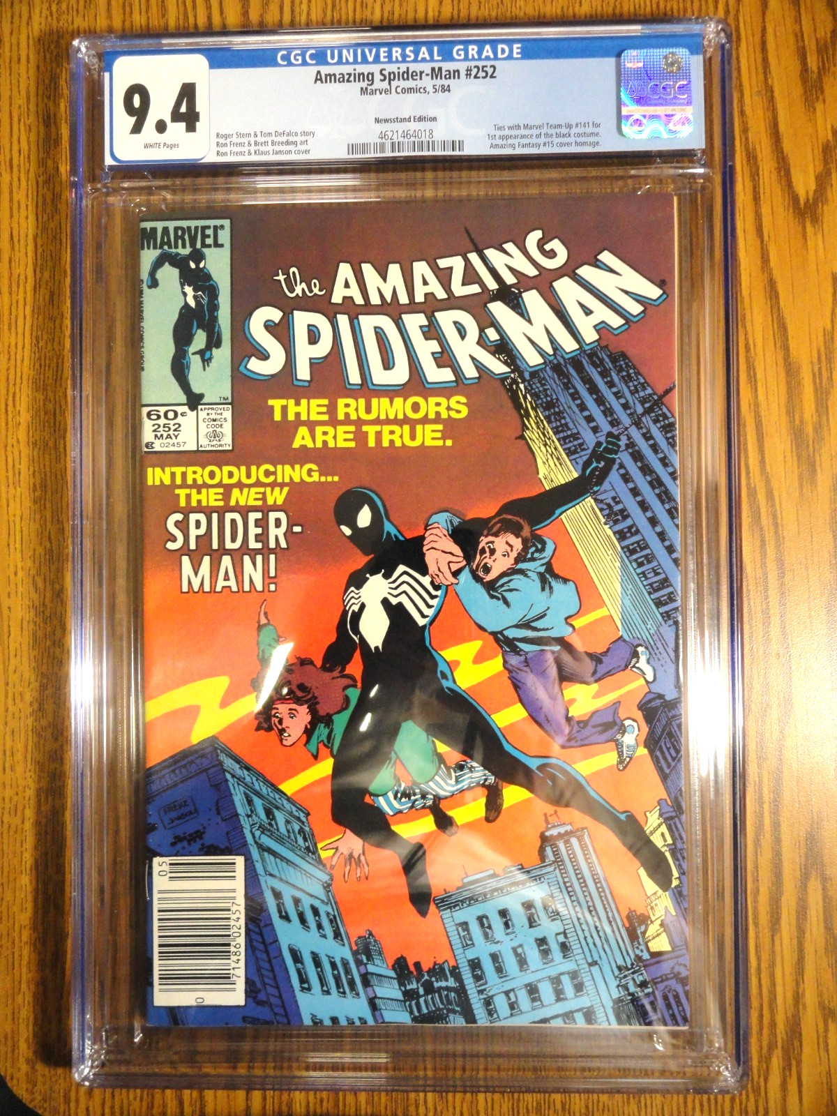 Increíble Spider-Man #252 Raro Newsstand Clave CGC 9.4 NM 1er Traje Negro Marvel