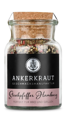 Steakpfeffer Hamburg, Hausmischung, grober Steakhouse-Pfeffer, 80g im Korkenglas